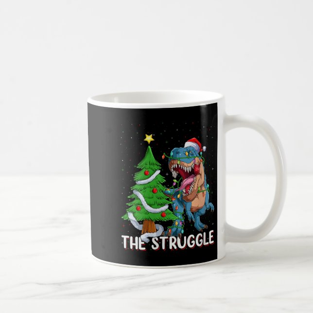 Womens Dinosaur Xmas Lights Funny T-rex Dino Men B Coffee Mug (Right)