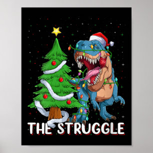 Womens Dinosaur Xmas Lights Funny T-rex Dino Men B Poster