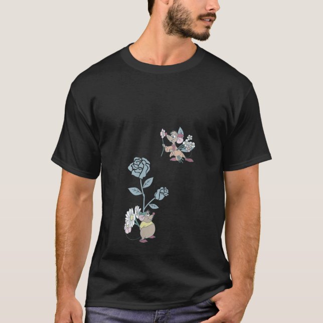 Womens Disney Cinderella Jaq And Gus Flower Poster T-Shirt (Front)
