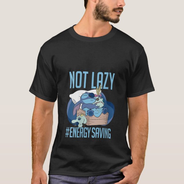 Womens Disney Lilo Stitch Not Lazy Energy Saving V T-Shirt (Front)