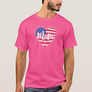 Womens Distressed American Flag Heart Hockey Mum M T-Shirt