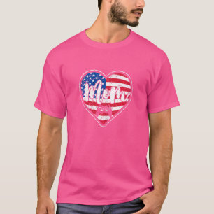 Womens Distressed American Flag Heart Video Game M T-Shirt
