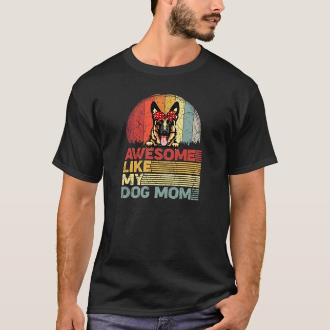 Womens Distressed German Shepherd Tee Awesome Like (Front)
