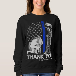 Womens Distressed Memorial Day Flag Military Boots Sweatshirt