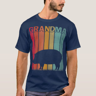 Womens Distressed Pig Graphic Retro Mother's Day G T-Shirt