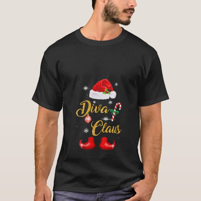 Womens Diva Santa Claus Matching Family Group Chri T-Shirt (Front)