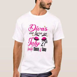 Womens Divas Are Born On July 27Th Leo Girl Horosc T-Shirt