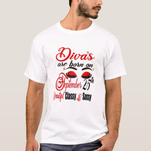 Womens Divas Are Born On September 25Th Libra Birt T-Shirt
