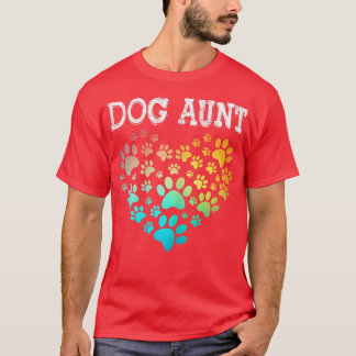 Womens Dog Aunt  Proud Dog Auntie Tee with Dog Paw