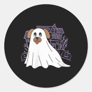 Womens Dog Ghost Cute Dog Dressed As Ghost Funny Classic Round Sticker