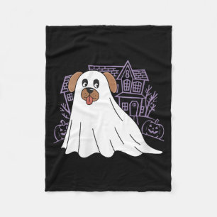 Womens Dog Ghost Cute Dog Dressed As Ghost Funny Fleece Blanket