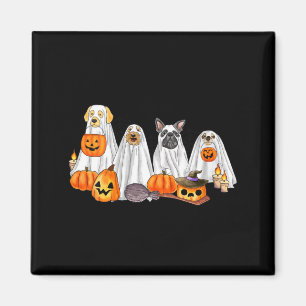 Womens Dog Ghost Cute Dog Dressed As Ghost Funny Magnet