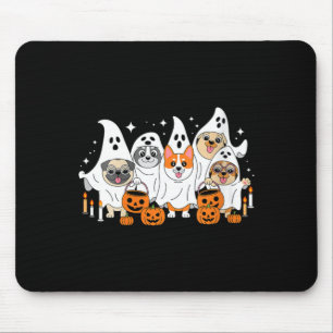 Womens Dog Ghost Halloween V-Neck Mouse Mat