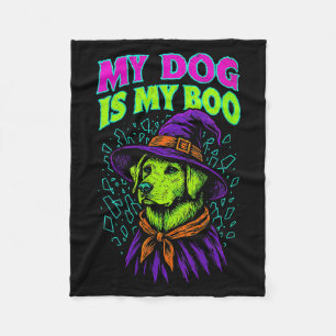 Womens Dog Is Boo Witch - Dog Witch Halloween Fleece Blanket