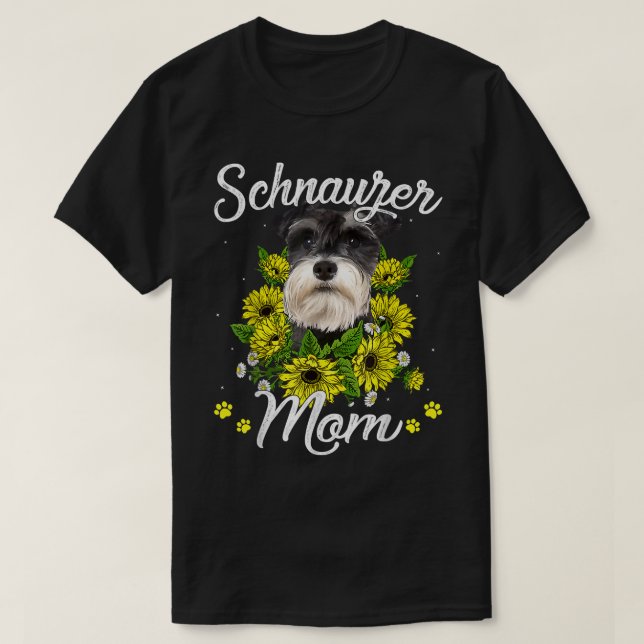 Womens Dog Mom Mother's Day Gift Sunflower Schnauz T-Shirt (Design Front)