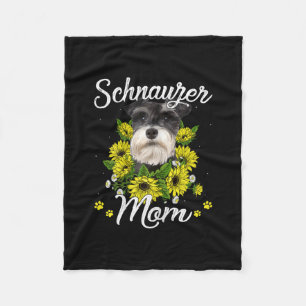 Womens Dog Mum Day Gift Sunflower Schnauzer Fleece Blanket