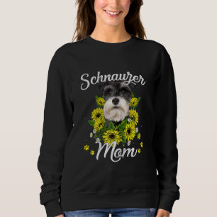 Womens Dog Mum Day Gift Sunflower Schnauzer Sweatshirt
