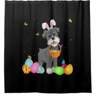 Womens Dog Mum Gift Cute Bunny Schnauzer Eggs East Shower Curtain