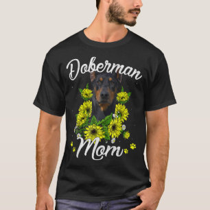 Womens Dog Mum Mother's Day Gift Sunflower Doberma T-Shirt