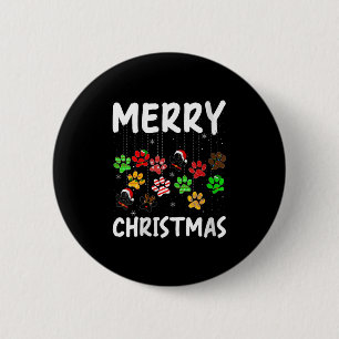 Womens Dog Paw Merry Christmas Pajamas Puppy Dog L 6 Cm Round Badge