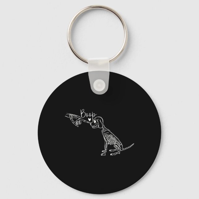 Womens Dog Skeleton Boop V-Neck Key Ring (Front)