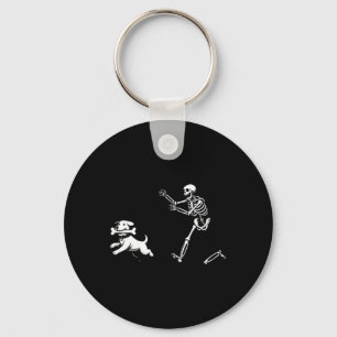 Womens Dog Skeleton Halloween V-Neck Key Ring