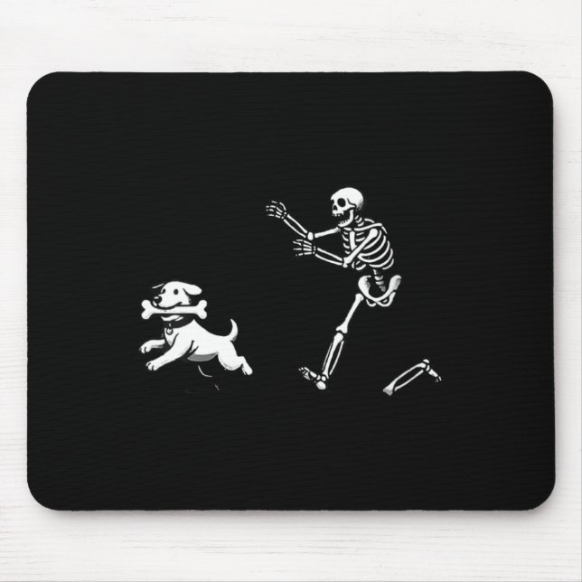 Womens Dog Skeleton Halloween V-Neck Mouse Mat (Front)