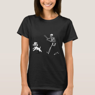 Womens Dog Skeleton Halloween V-Neck T-Shirt
