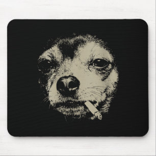 Women's dog smoking cigarette funny chihuahua meme mouse mat