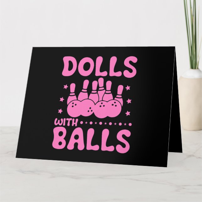 Womens Dolls with Balls Matching Bowling team Card (Front)