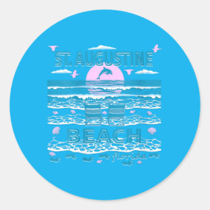 Womens Dolphin Lover Family St Augustine Beach Fl Classic Round Sticker