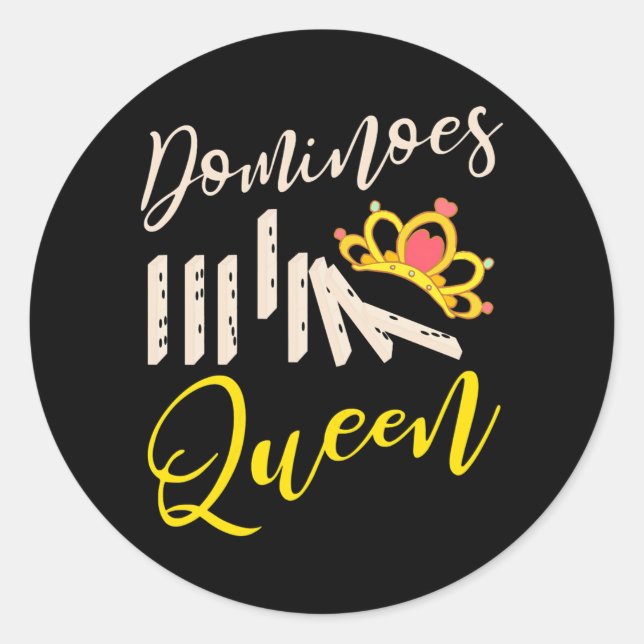Womens Dominoes Queen Funny Game Dominoes Player  Classic Round Sticker (Front)