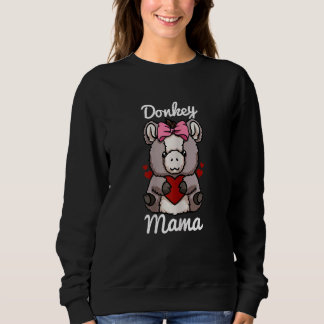 Womens Donkey Mama Finger Heart Donkey Animal With Sweatshirt