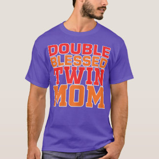 Womens Double Blessed Twin Mom Pregnancy Gender An T-Shirt