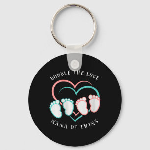 Womens Double The Love New Nana Grandma Of Twins R Key Ring