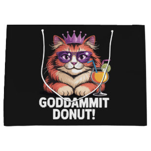 Women's Doughnut Princess Cat Meme Large Gift Bag