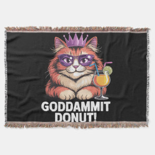 Women's Doughnut Princess Cat Meme Throw Blanket