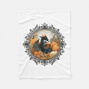 Womens Dragon Reading Books With Fall Pumpkin Fant Fleece Blanket