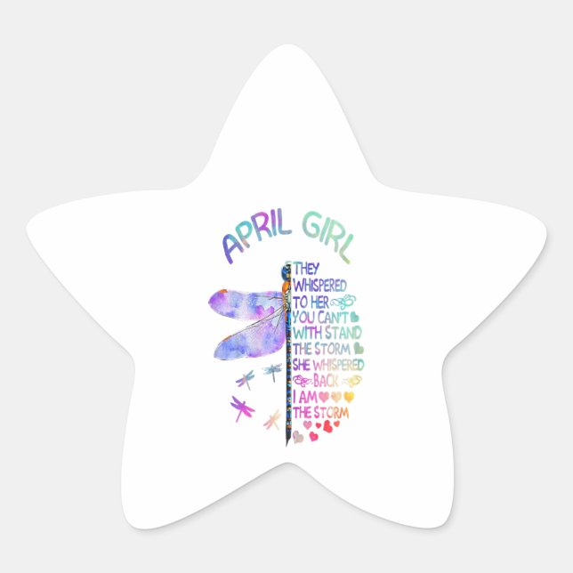 Womens Dragonfly April Girl Whispered To Her Star Sticker (Front)