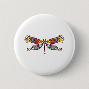 Womens Dragonfly Colourful Graphic 6 Cm Round Badge