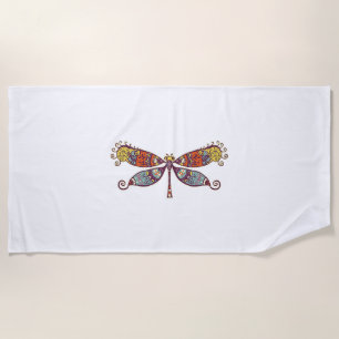 Womens Dragonfly Colourful Graphic  Beach Towel