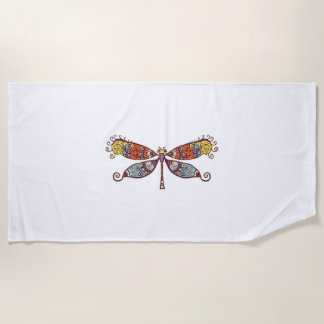 Womens Dragonfly Colourful Graphic Beach Towel