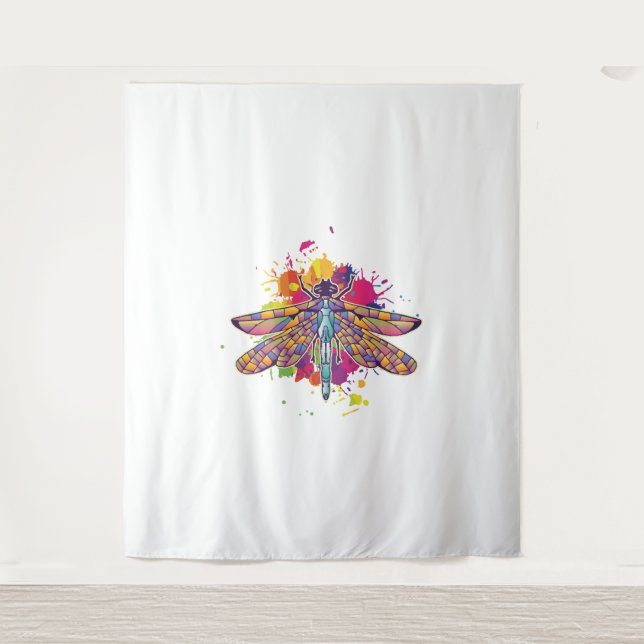 Womens Dragonfly Colourful Graphic Insect Tapestry (Front)