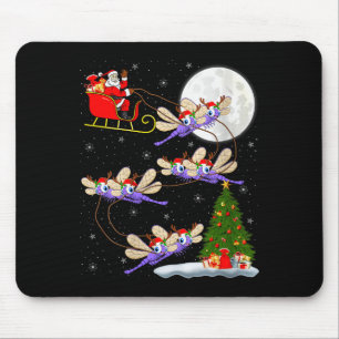 Womens Dragonfly Santa Sleigh Flying Funny Magical Mouse Mat