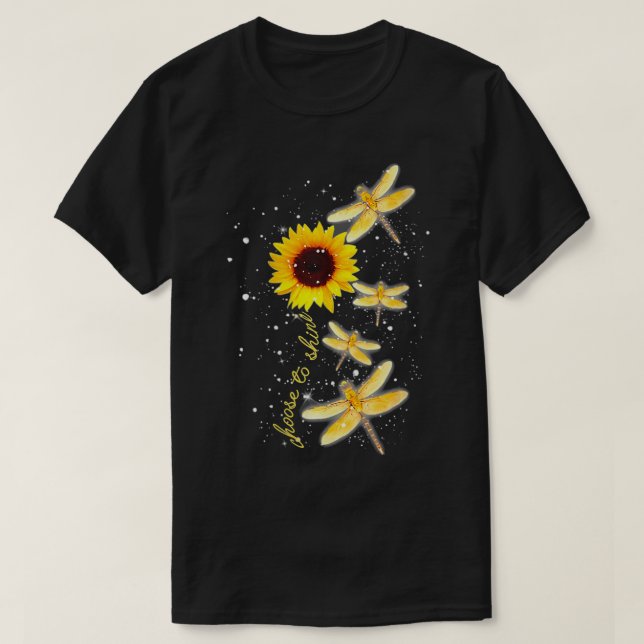 Womens Dragonfly Sunflower Teacher Growth Mindset  T-Shirt (Design Front)