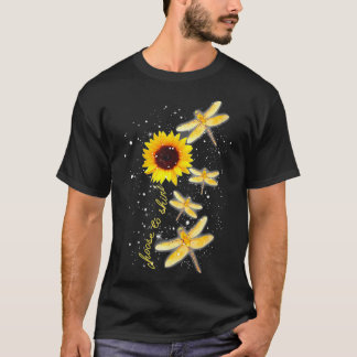 Womens Dragonfly Sunflower Teacher Growth Mindset  T-Shirt