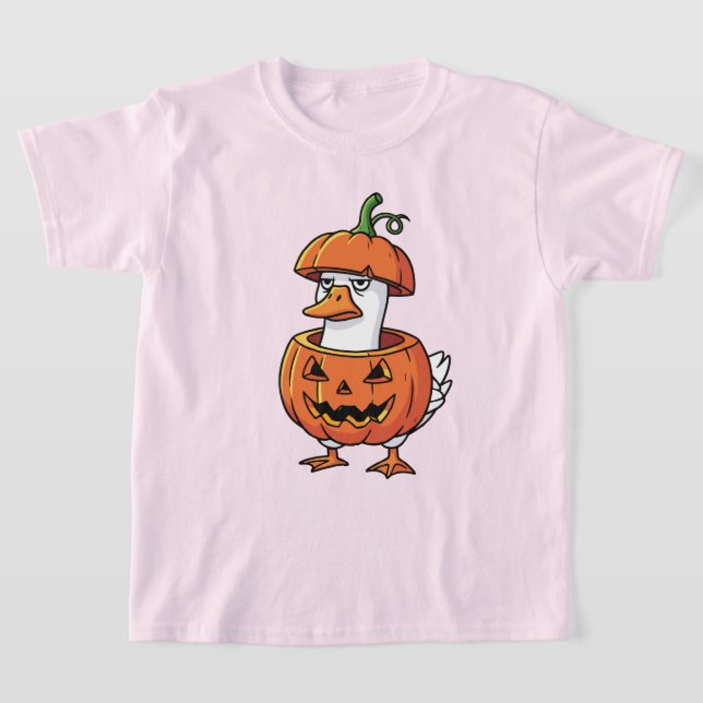 Women's Duck  Pumpkin Halloween Tee Shirts. (Laydown)