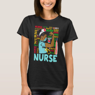 Womens Dy Black Nurse 2022 Costume Black History M T-Shirt