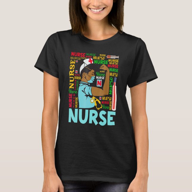 Womens Dy Black Nurse 2022 Costume Black History M T-Shirt (Front)