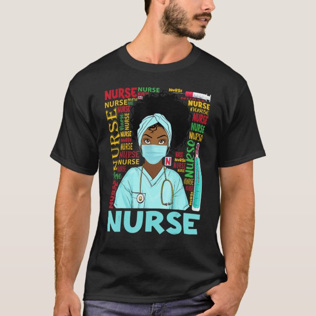 Womens Dy Black Nurse 2022 Costume Black History M T-Shirt (Front)